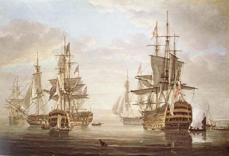 Nicholas Pocock This work of am exposing they five vessel as elbow bare that gora with Horatio Nelson and banskarriar china oil painting image